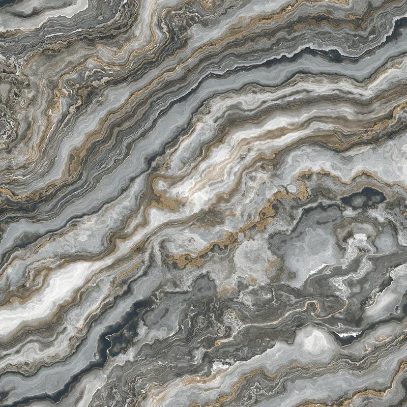 Abstract Stone Cut Design Wallpaper - Dark Grey Gold