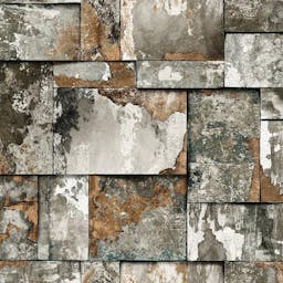 Abstract Geometric Stone cut design wallpaper  - Muted Grey Copper, Brown