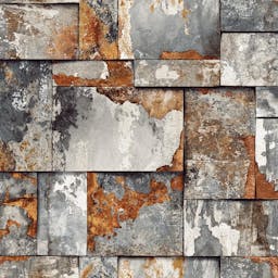 Abstract Geometric Stone cut design wallpaper  - Blue Grey, Copper, Brown