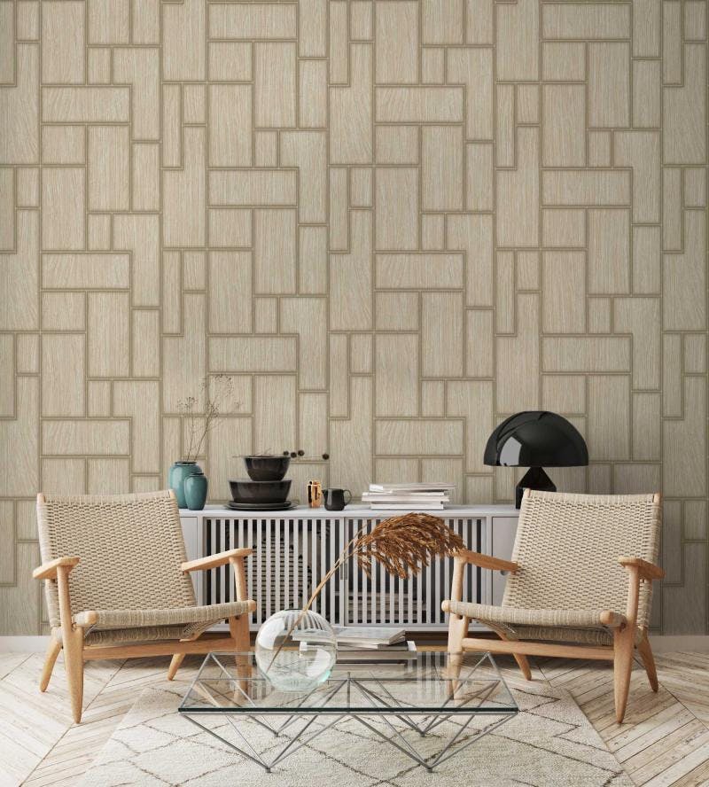 Abstract Multi Line Geometric Design with wooden background wallpaper