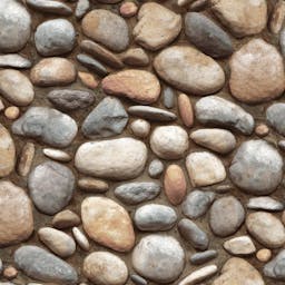 Multi Color Realistic Large Pebble Stones Design Wallpaper  - Beige Brown Grey Stone