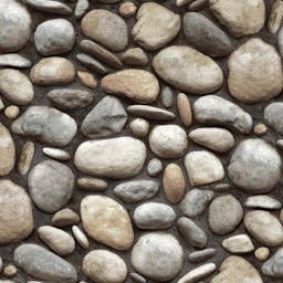 Multi Color Realistic Large Pebble Stones Design Wallpaper  - Dark Cement Light stone