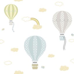 Hot Air Baloons and Rainbow Inspired Kids Room Wallpaper - 8901-2