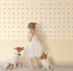 Heart shaped patterned wallpaper with warm colors - 8905