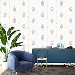 Modern Multicolored Damask Insipred Wallpaper - 9902