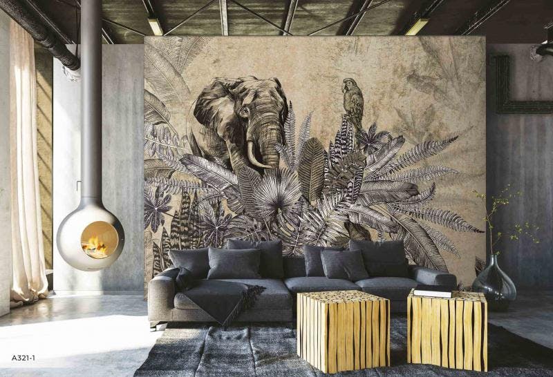Tropical Elephant Amazon Mural