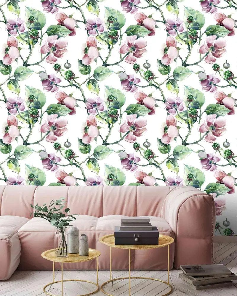 Enchanting Blossoms: Dive into Tranquility with this Captivating Floral Mural