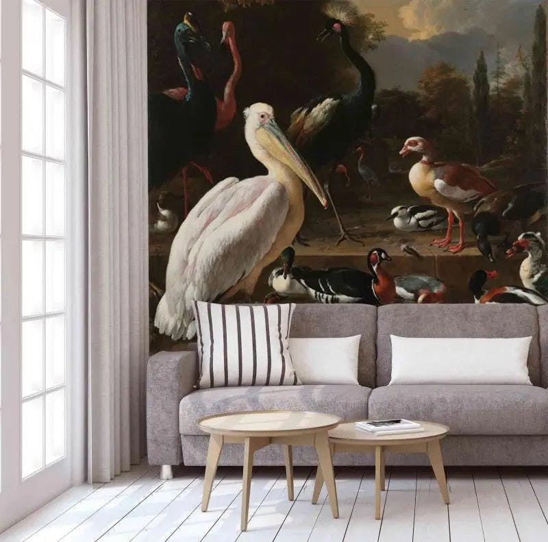 Serenity in Flight: Pelican and Avian Harmony in a Captivating Mural