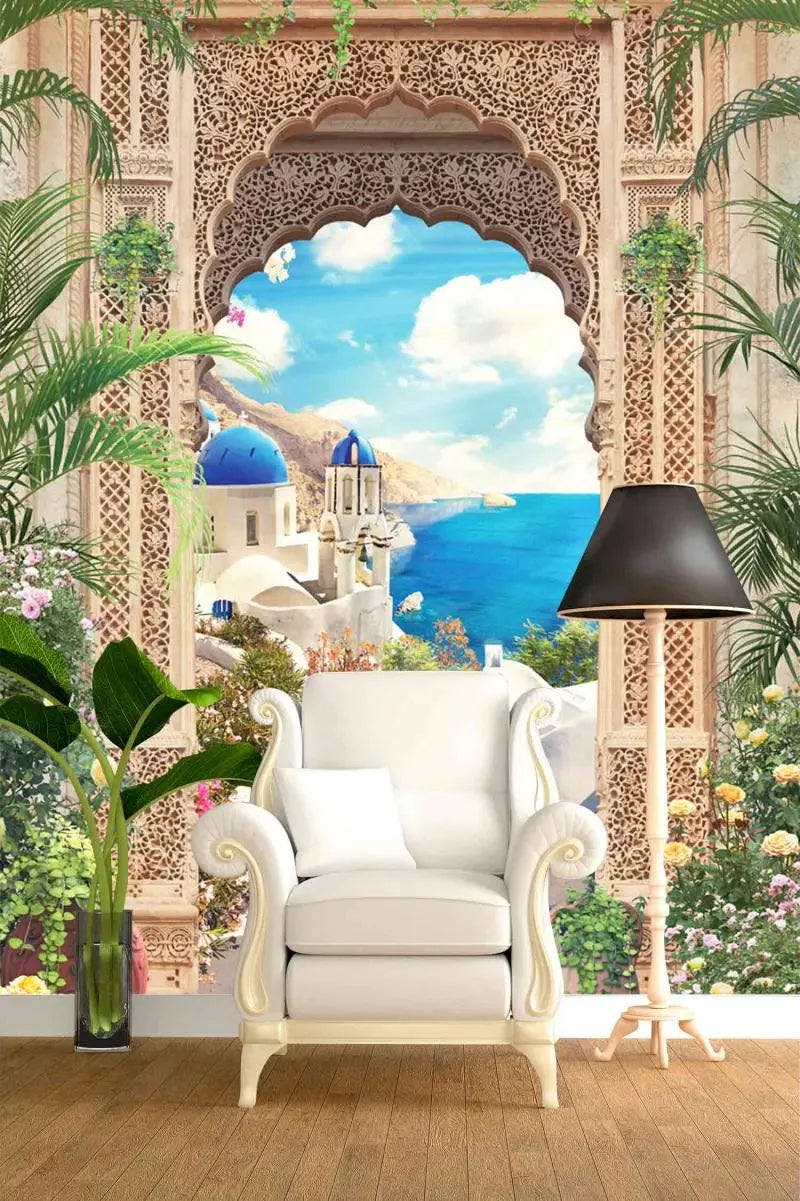 Discover Timeless Beauty: Greek Arch Terrace Mural for Your Home