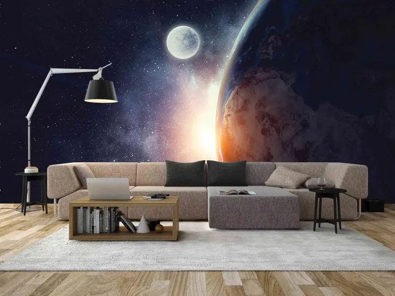 Discover Cosmic Harmony: Celestial Ballet Mural for Captivating Interior Spaces"