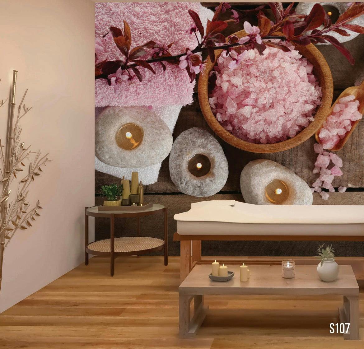 Tranquil Pink Petals Mural: Create a Serene Spa Atmosphere