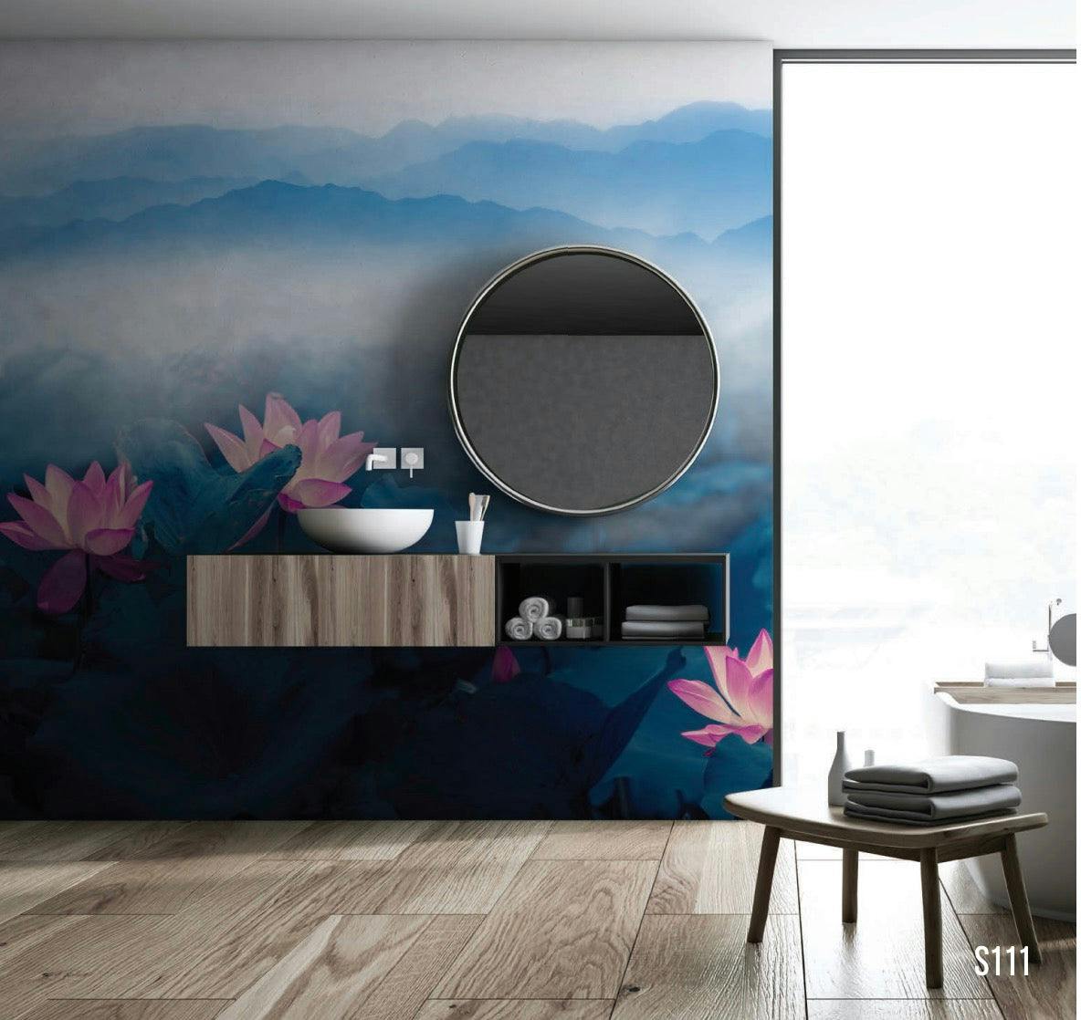 Tranquil Mountain Spa Wallpaper Mural - Create a Serene Atmosphere