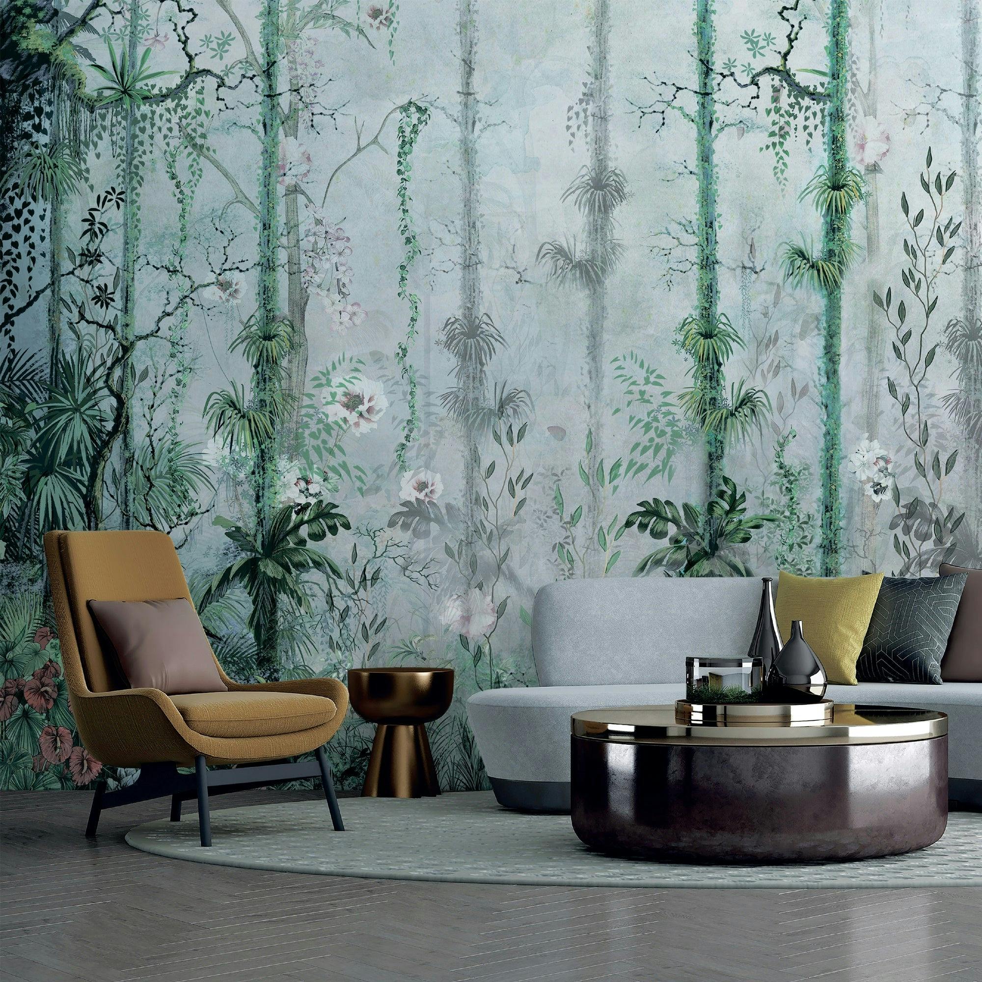 Misty Tropical Forest Mural Wallcovering