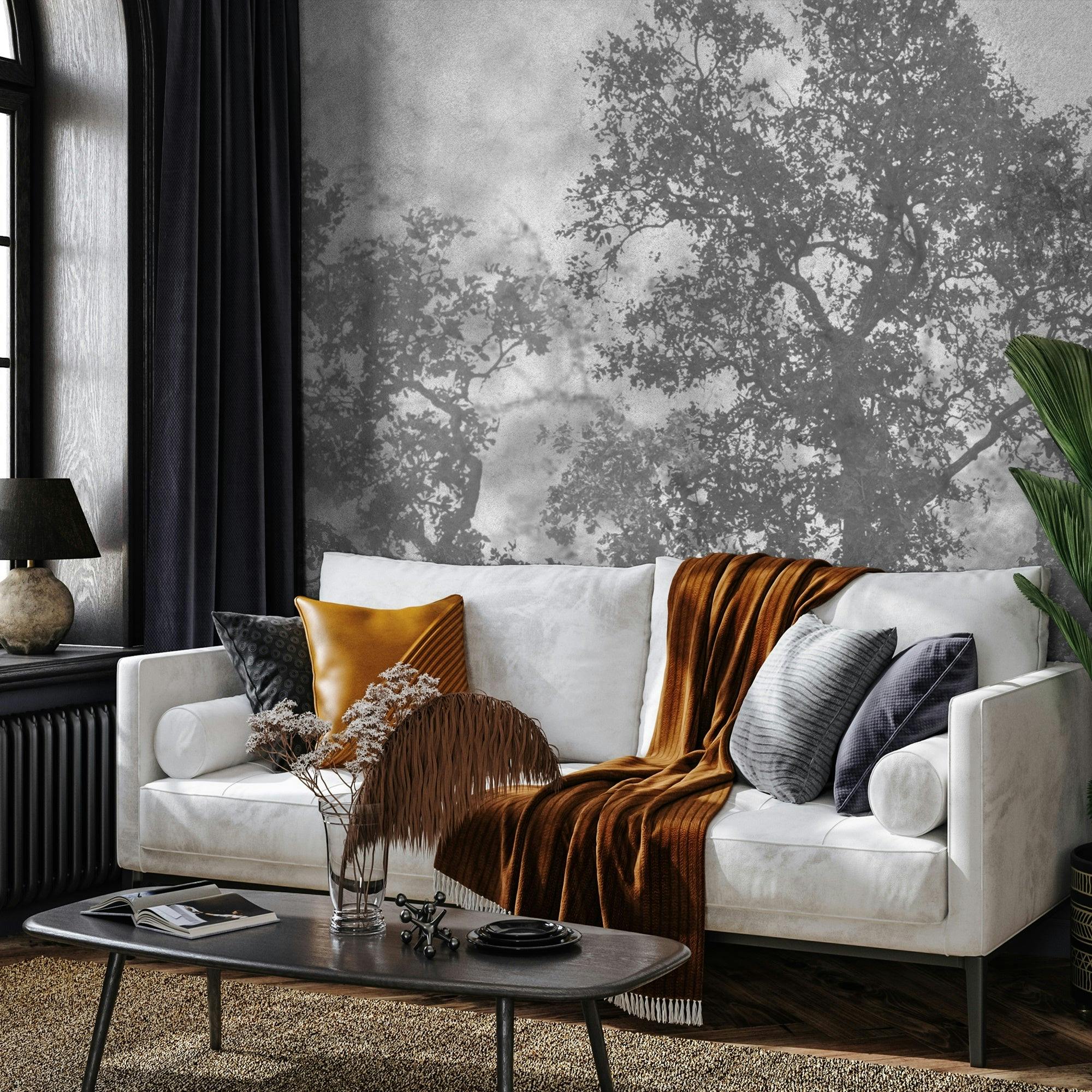 Faded Tree Design Mural Wallcovering