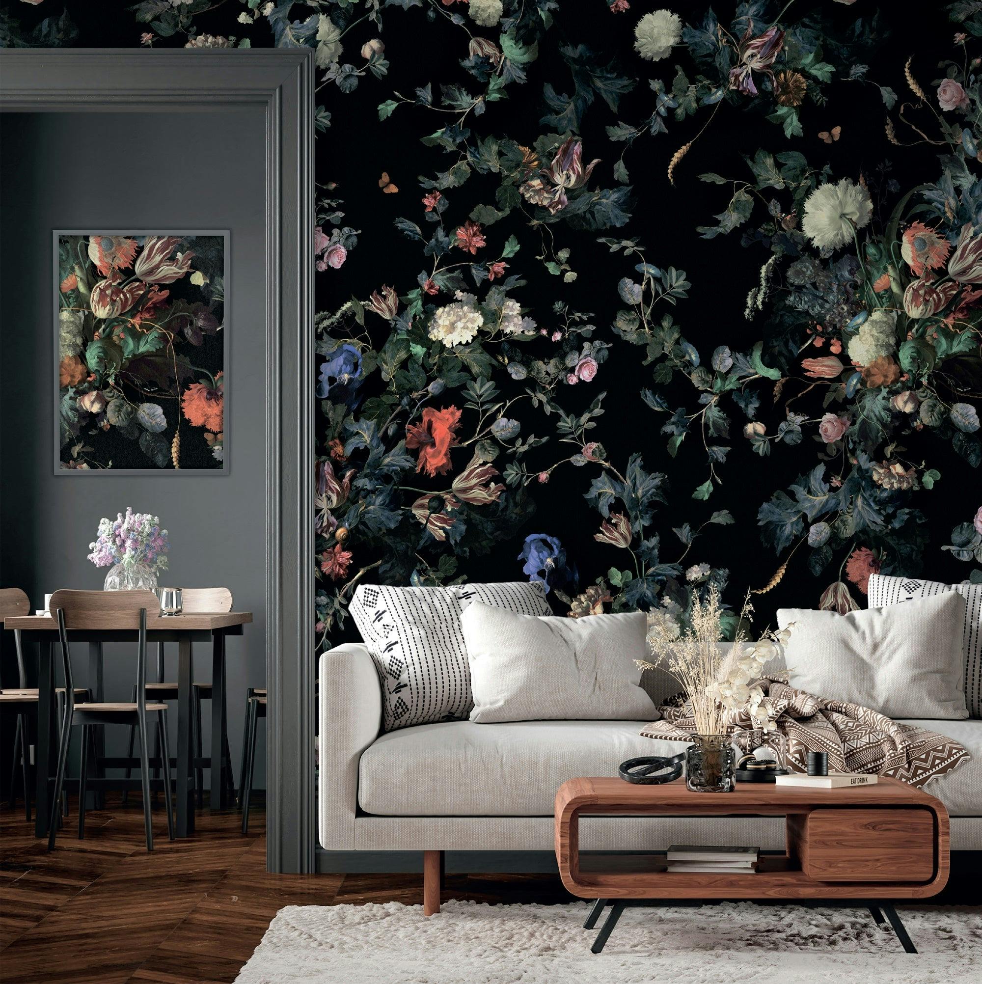 Floral Design Mural Wallcovering