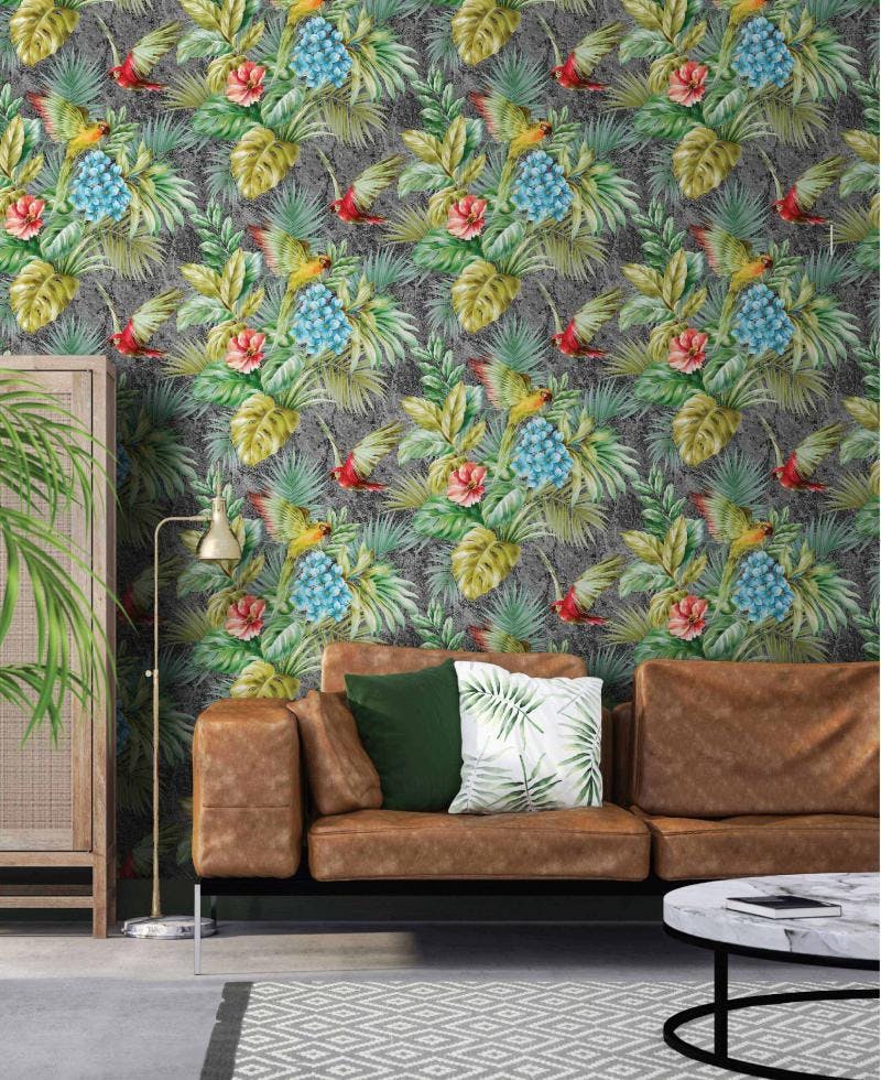 Tropical Parrot & Plant Luxury Wallpaper