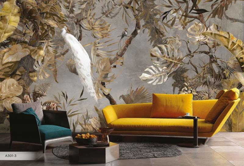 Tropical Birds and Plants Mural Wallcovering