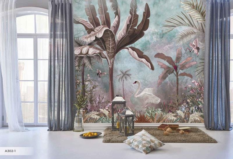Modern Watercolor Tropical Jungle Wall Mural