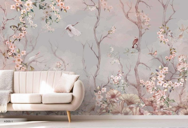 Tropical Birds and Flowers Amazon Mural
