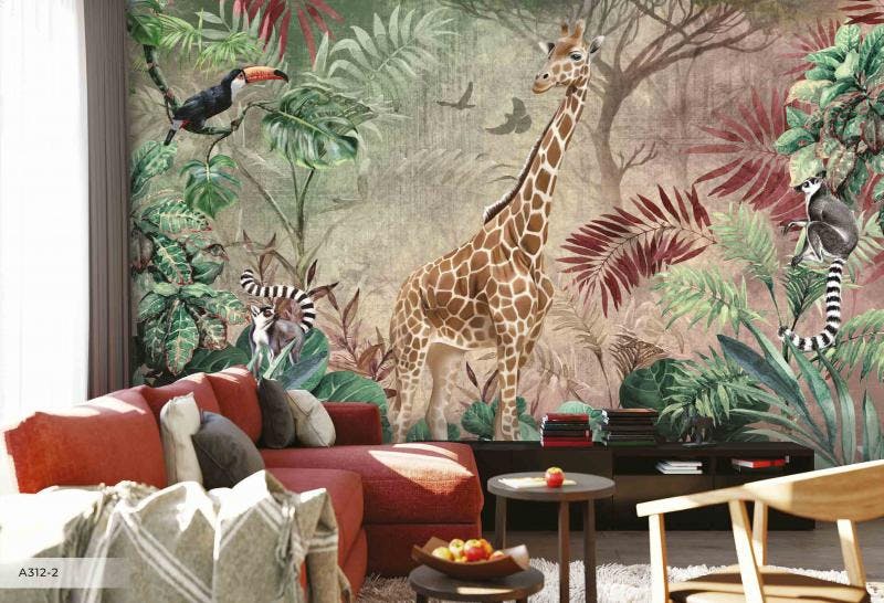 Tropical Giraffe Amazon Mural