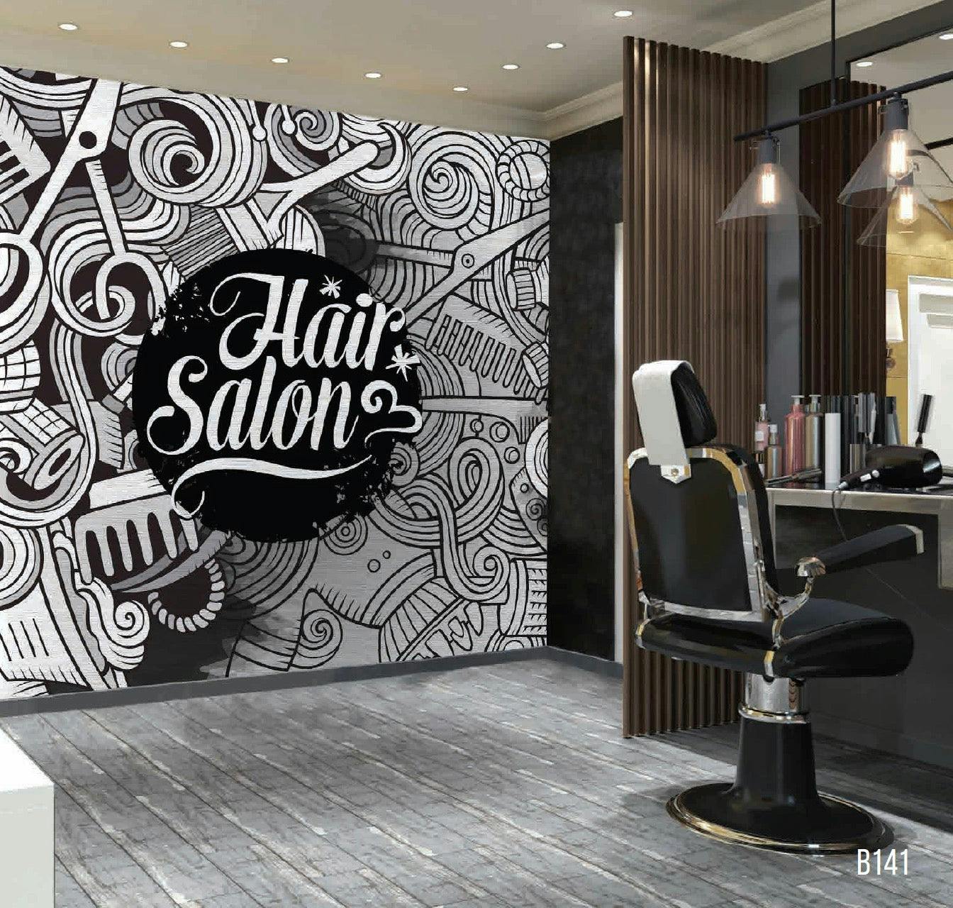 Enhance Your Salon's Ambiance with Elegance Wallpaper's Intricately Designed Hair Salon Mural