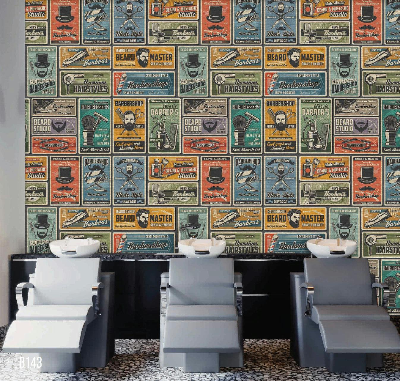 Captivating Old School Barbershop Posters Mural - Vibrant Colors, Seamless Installation | Elegance Wallpaper