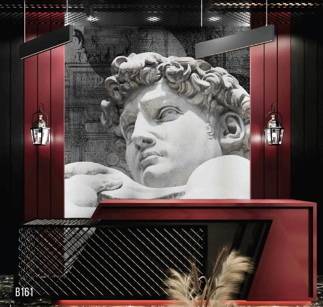 Greek Roman Statue Head Mural: Captivating 3D Artwork on High-Quality Fiber Canvas